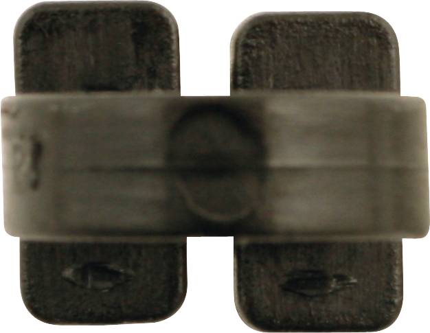 A black, rectangular plastic component with two parallel bars, connected by a wide central section.