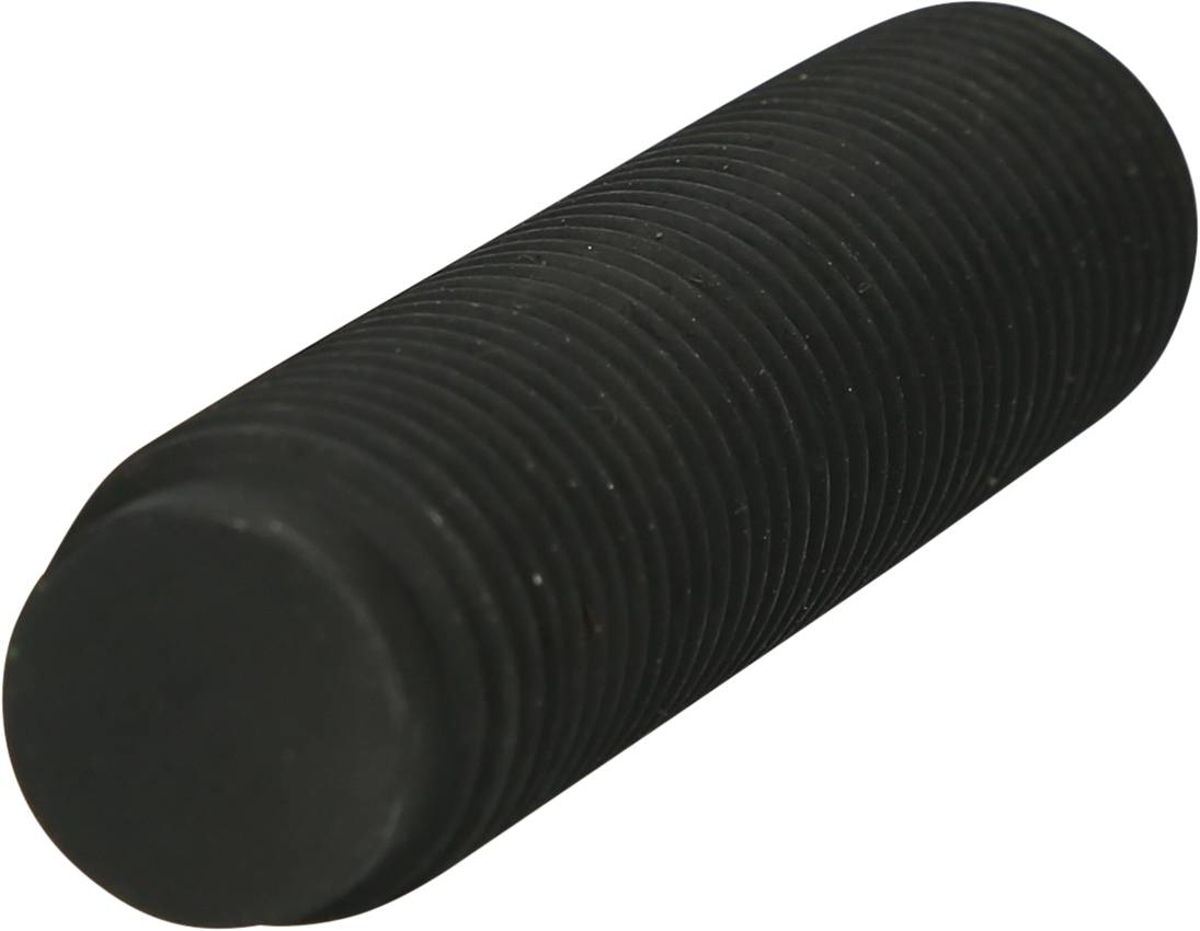 A black, ribbed cylinder on a white background. It is likely a headless screw, technically designed.