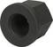 Hexagonal black wheel nut.