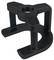 A black, cross-shaped gun foot with threaded mounting for attachment to metal tubes, for stabilising structures.