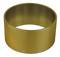 Golden metal cylinder, hollow and standing upright.