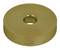 Golden, round metal disc with a central hole, possibly part of a tool or machine, with a smooth surface.