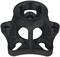 A black, star-shaped plastic holder with a central thread and five openings, likely for mounting technical components.