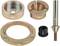 Pictured are five different automotive tools: a socket spanner, a threaded bolt, and three different metal rings.
