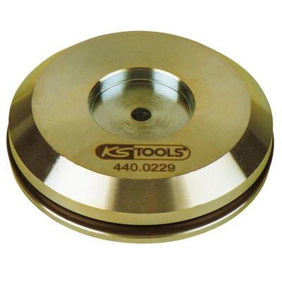 A flat, circular metal adapter with a central hole, engraved with 'KS Tools 440.0229', primarily used for technical purposes.