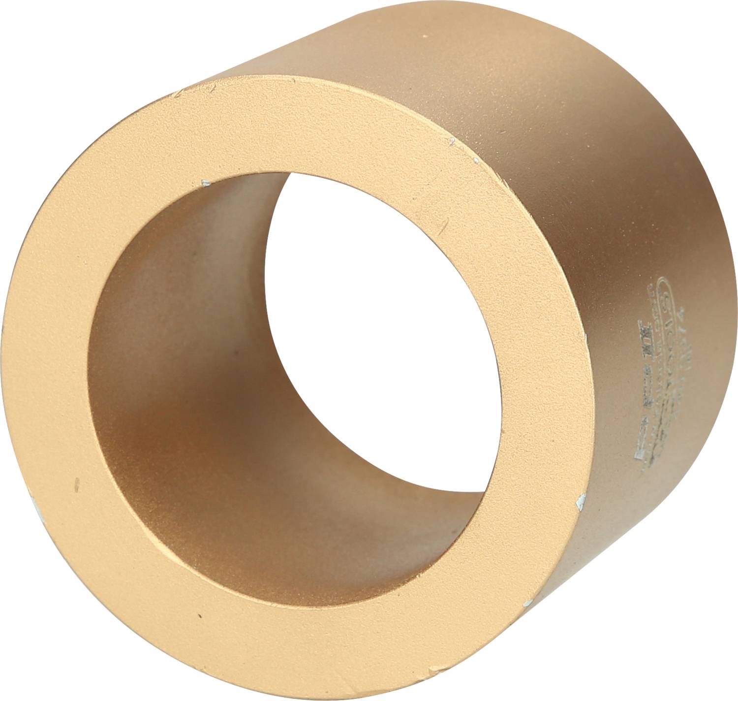 A bronze cylindrical ring with a large hollow space, potentially a technical component or a decorative sculpture.