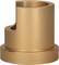 Brass-coloured metal cylinder with a quarter-circle cut out at the top and a thin, raised base.