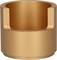A bronze-coloured, cylindrical metal container with a smooth surface and a semi-circular cut-out at the top edge.