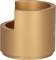 Gold-coloured, cylindrical metal piece with a side recess.