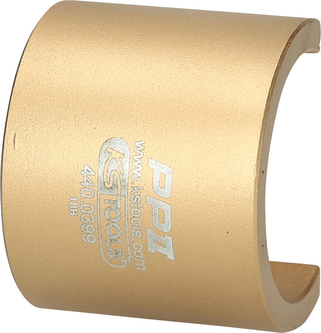 A gold-coloured tool attachment with the inscription 'KS TOOLS' and a product number. Usable for specialised repairs.
