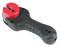 A black pipe cutter with a red cutting head. Used for cutting pipes cleanly and precisely.