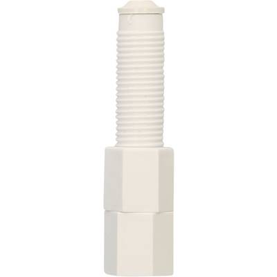 A white, ribbed plastic screw with a hexagonal head, likely a connecting element for installations or technical applications.