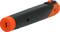 A grey and orange stick, possibly an electronic device with a USB port, is lying on a light surface.