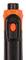 A black and orange portable electric grill lighter with a large, central push button for activation.