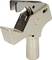 Metal clip in silver with a ribbed grip; suitable for securely holding rods or tubes.