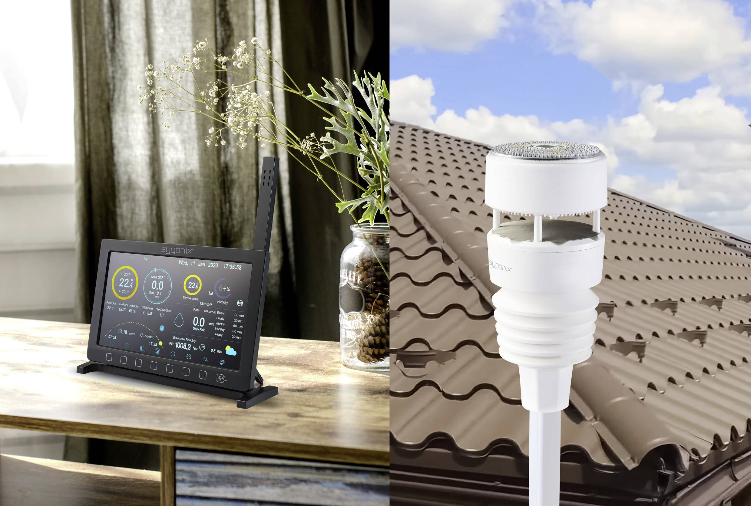 Sygonix SY-5479628 Wi-Fi weather station Forecasts for 2 days Max. number of sensors 8 pc(s)