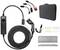 Electric vehicle charging cable set with various adapters, wall mount, screws, and carry bag.
