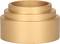 Golden, round adapter with stepped rings, presumably for connections or decorative purposes.