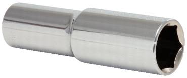 A silver socket in cylindrical form, likely suitable for tools such as ratchets or spanners.
