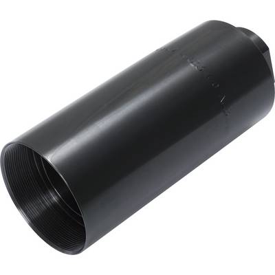 A black cylindrical metal cylinder with a smooth surface and internal threading.