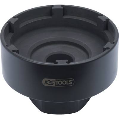 'Metal oil filter wrench, suitable for oil filter changes in vehicles. Robust construction, circular with a ridged edge.'