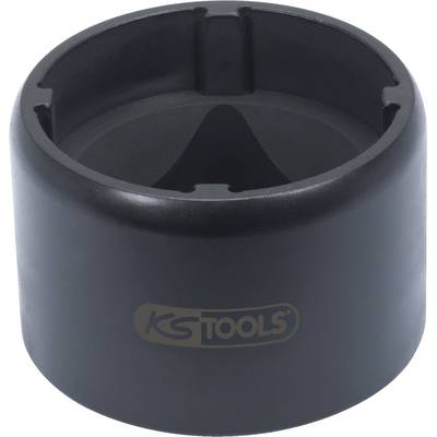 'KS Tools' socket adapter, cylindrical, black, with opening and rounded edge, for mechanical work.