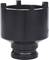 'Black, cylindrical Allen key head with four notches on top, suitable for heavy mechanical work and machine maintenance.'