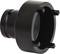 Black, cylindrical adapter with four hooks at the wide end, used for technical or mechanical connections.
