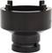 Black-painted metallic tool component, cylindrical, with four protruding pins on top. Used for tool attachment.