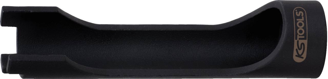 Black, elongated metal sleeve with an opening at one end, marked on the side with 'KS TOOLS' logo. Tool, likely for specific screw-related tasks.