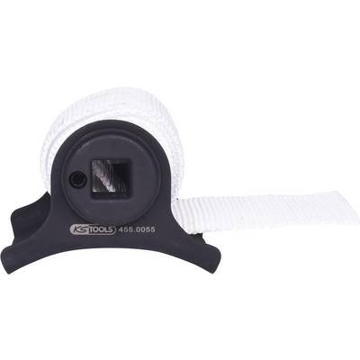 A white fabric tape on a black reel by KS Tools, with product number 455.0055, unrolled sideways.
