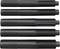 Five black cylindrical objects arranged in a horizontal row. Each has different groove patterns, demonstrating variation.