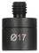 A black metal adapter with a thread on the top surface and the inscription 'Ø17'.