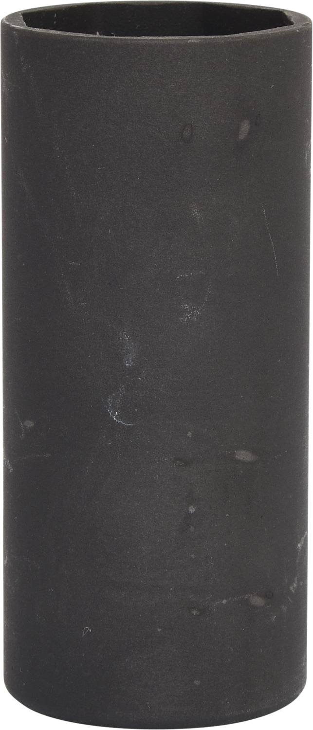 Black, cylindrical pipe, standing vertically.