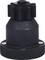 Black plastic tool mounting adapter, cylindrical in shape with a ribbed base and toothed upper end.