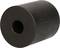 Black cylindrical rubber buffer with a central hole, used for shock absorption in mechanical applications.