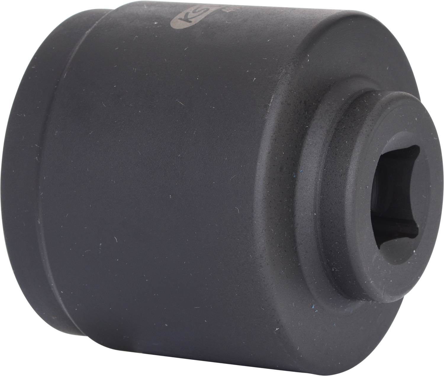 Black hexagonal socket with square drive, used for heavy-duty bolt connections and workshop tasks.