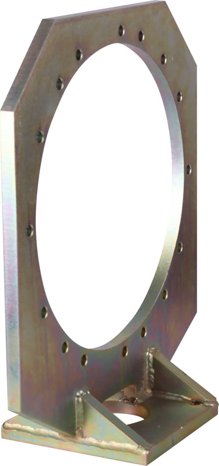 A metal frame with an oval opening and pre-drilled holes along the edges stands upright.