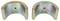 Two metallic semicircles with a shiny surface, placed side by side.