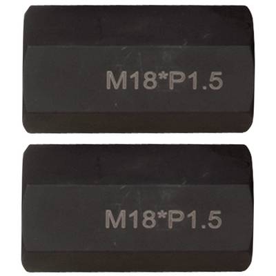 Two black metal parts with the inscription 'M18*P1.5', arranged one on top of the other.