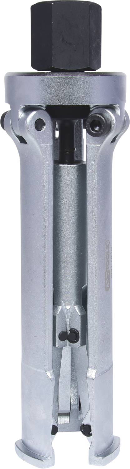 Metal puller for removing bearings or bushes, with three adjustable gripping arms and a central screw for application.