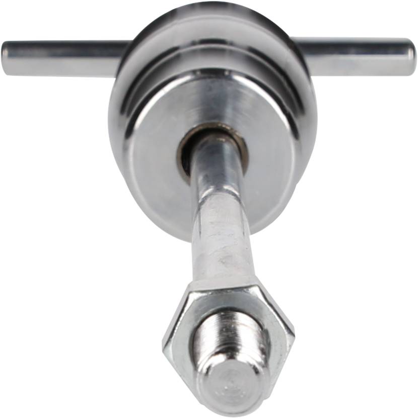 A metal tool with a cylindrical body and a T-shaped handle, used for assembly work.
