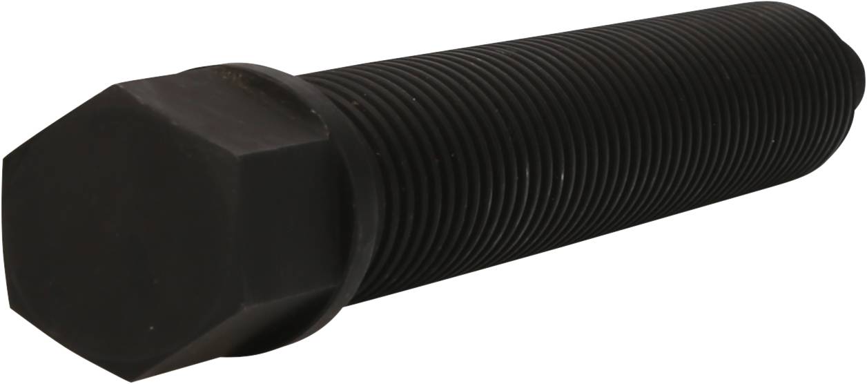 A black hexagonal-headed set screw is lying on its side.