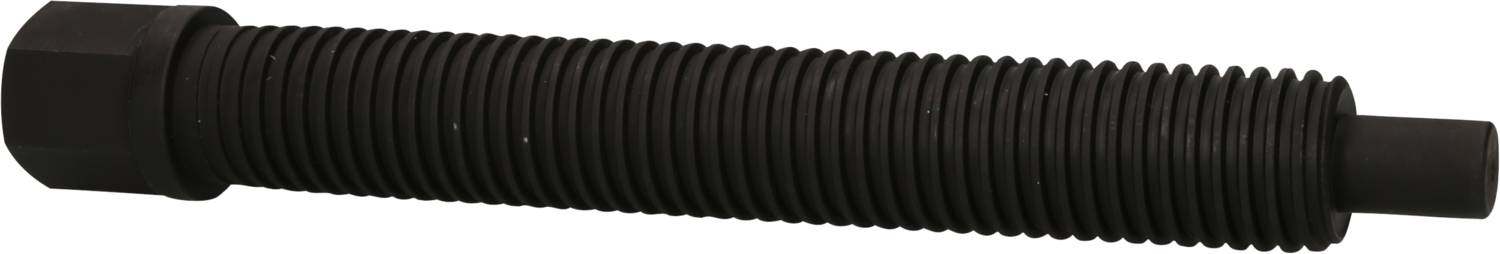 A black, ribbed machine component, similar to a damper or shock absorber, with a hexagonal nut at one end.