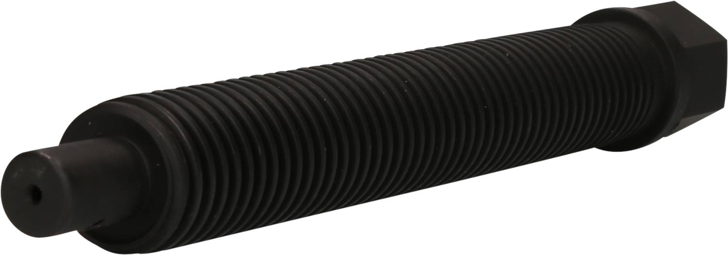 Long, black steel cylinder with a ribbed surface and rounded ends, possibly a damping element or shock absorber.