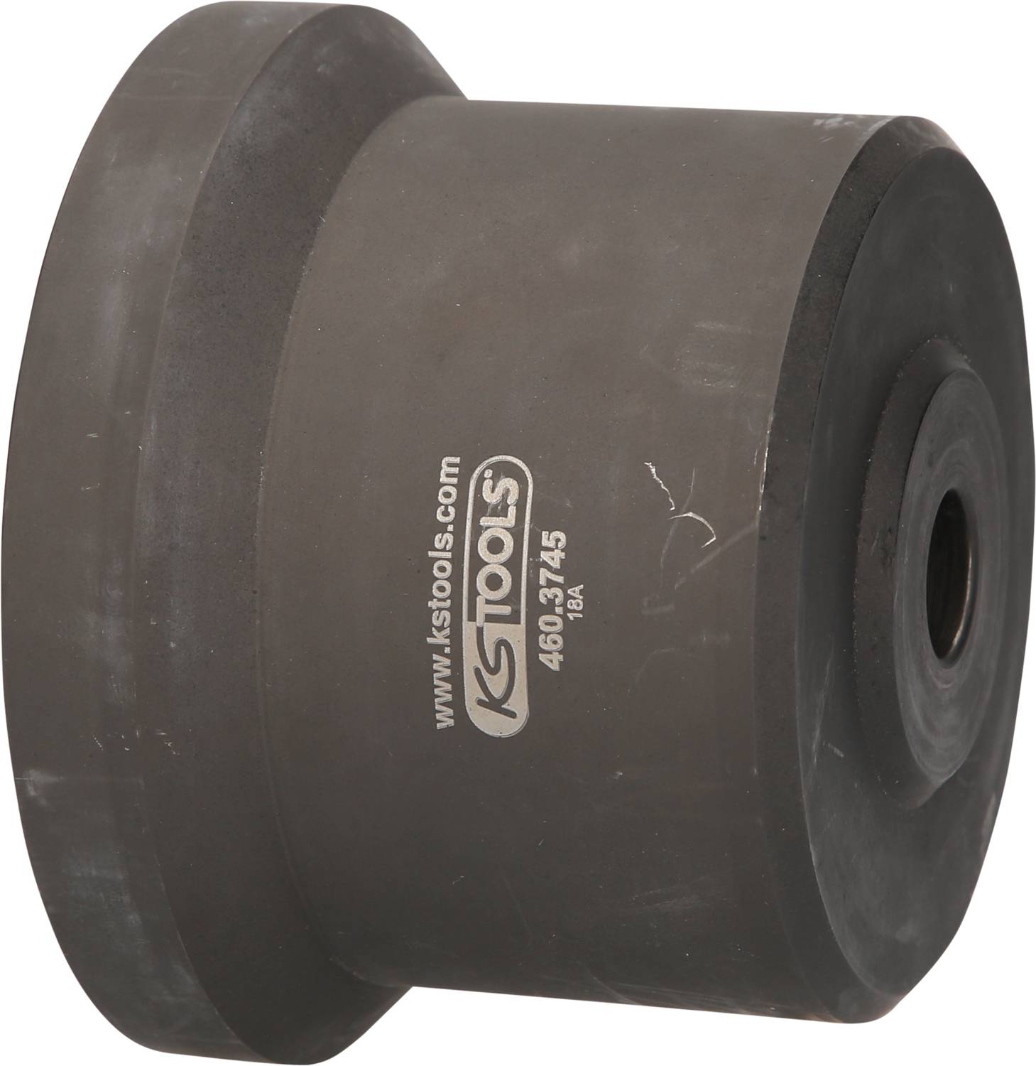 A dark grey, cylindrical specialist tool with the inscription 'www.kstools.com 460.3475'. Used in vehicle maintenance.