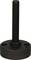 Black adjustable feet with metal threaded bolts, suitable for height adjustment and stabilisation of machinery or furniture.