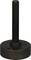 Round black set screw with a long thread. It is frequently used for precise height adjustment in machinery or furniture.
