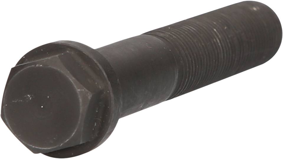 Black hexagonal threaded bolt; suitable for mechanical fastenings.