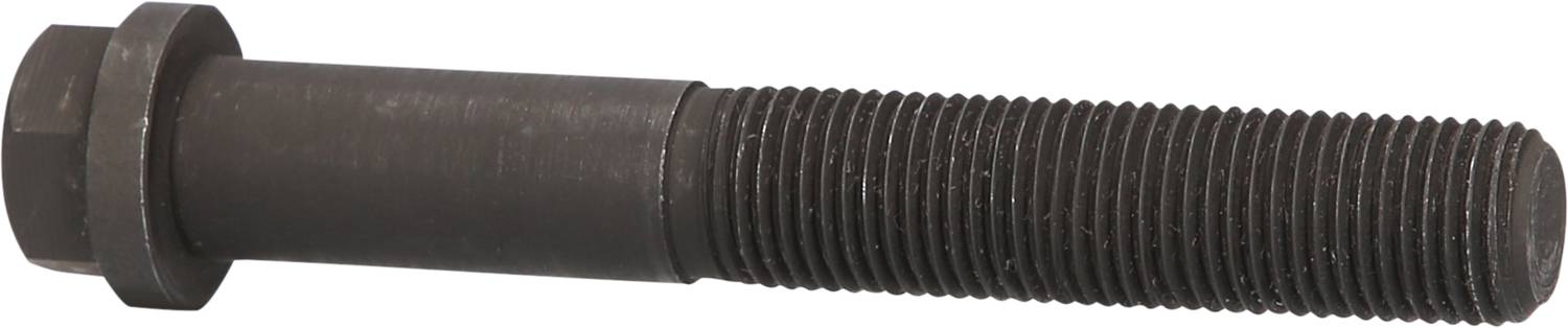 A black hexagon head bolt with a smooth head and full thread; suitable for mechanical or construction purposes.